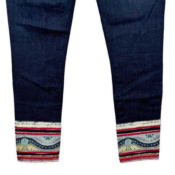 Anthropologie Pilcro Stet Embroidered Cuff Jeans 26 Straight Ankle Patchwork - Picture 2 of 8